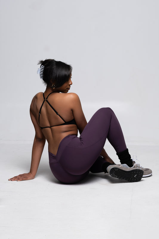 Purple V Back Leggings